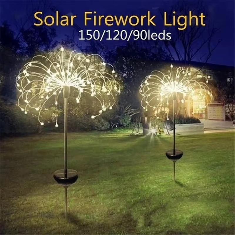 Solar Powered Outdoor Grass Globe Dandelion Lamp 90/120/150 LED for Garden Lawn Landscape Lamp Holiday Light