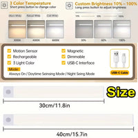 Illuminate Your Space with 1-4 PCS Wireless Rechargeable LED Motion Sensor Cabinet Lights - Perfect for Closets, Kitchens, Wardrobes, and Stairs!