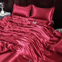 Indulge in Luxury: Ice Silk Satin Bedding Set with Pillowcases for a Dreamy Sleep Experience