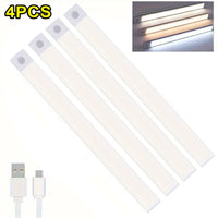 Illuminate Your Space with 1-4 PCS Wireless Rechargeable LED Motion Sensor Cabinet Lights - Perfect for Closets, Kitchens, Wardrobes, and Stairs!