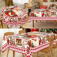 Christmas Tablecloth Santa Elk Table Cover Christmas Party Table Decorations for Home 2025 Navidad Notal Noel Xmas Ornaments