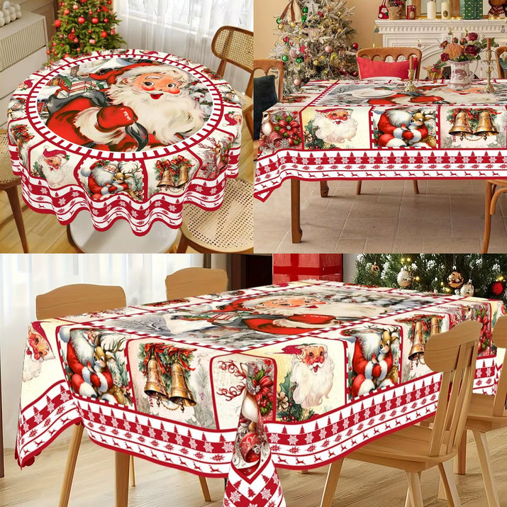 Christmas Tablecloth Santa Elk Table Cover Christmas Party Table Decorations for Home 2025 Navidad Notal Noel Xmas Ornaments