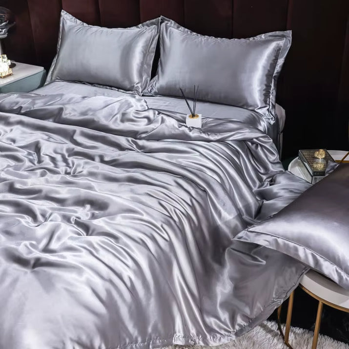 Indulge in Luxury: Ice Silk Satin Bedding Set with Pillowcases for a Dreamy Sleep Experience
