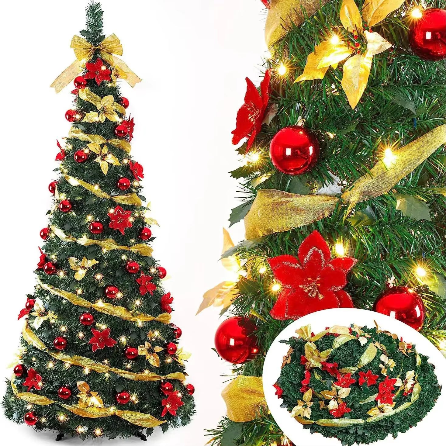 Elevate Your Holiday Spirit with Our 6ft Foldable Pre-Decorated Christmas Tree - Customizable, Portable, and Safety Certified!