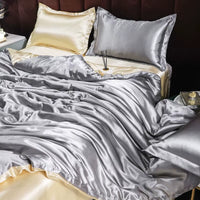 Indulge in Luxury: Ice Silk Satin Bedding Set with Pillowcases for a Dreamy Sleep Experience