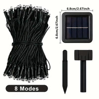 Solar Powered LED String Lights for Outdoor Christmas Garden Patio Balcony 8 Lighting Modes Waterproof Flickering Effect Light