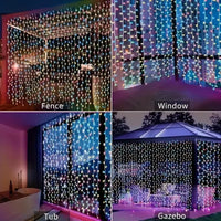Outdoor LED Solar Powered Curtain Lamp 8 Modes Fairy Copper Wire String Light for Christmas Home Garden Wedding Party Decoration