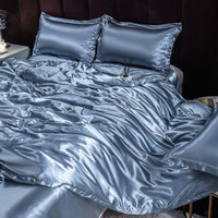 Indulge in Luxury: Ice Silk Satin Bedding Set with Pillowcases for a Dreamy Sleep Experience