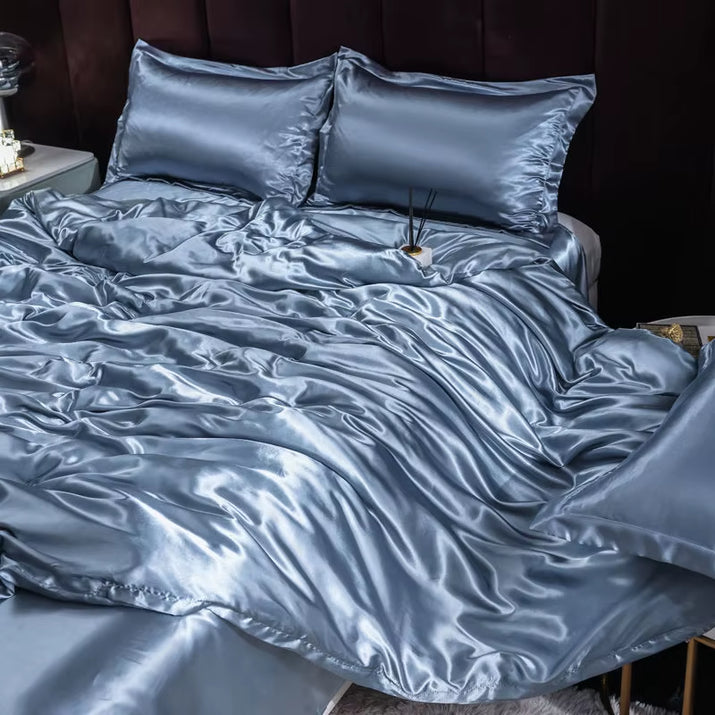 Indulge in Luxury: Ice Silk Satin Bedding Set with Pillowcases for a Dreamy Sleep Experience
