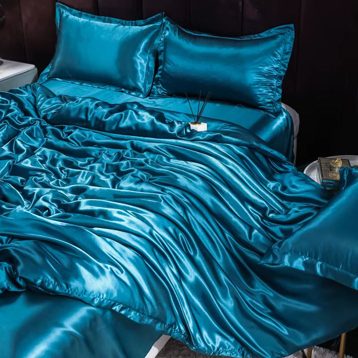 Indulge in Luxury: Ice Silk Satin Bedding Set with Pillowcases for a Dreamy Sleep Experience