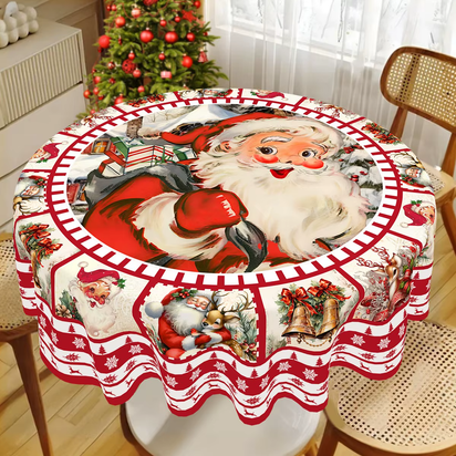 Christmas Tablecloth Santa Elk Table Cover Christmas Party Table Decorations for Home 2025 Navidad Notal Noel Xmas Ornaments