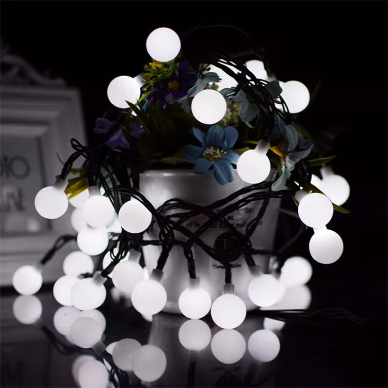 5M 7M 12M LED Light String Solar Fairy Ball Light Festive Light Garland Christmas Wedding Outdoor Garden Ramadan Decoration 2025