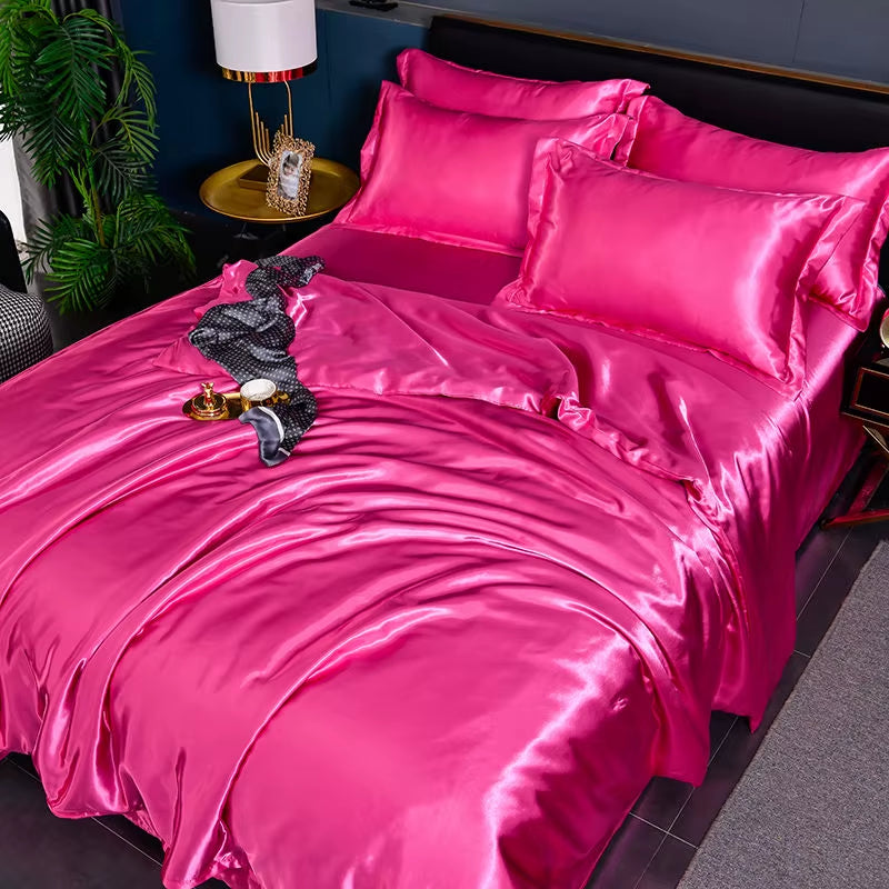 Indulge in Luxury: Ice Silk Satin Bedding Set with Pillowcases for a Dreamy Sleep Experience