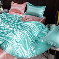 Indulge in Luxury: Ice Silk Satin Bedding Set with Pillowcases for a Dreamy Sleep Experience