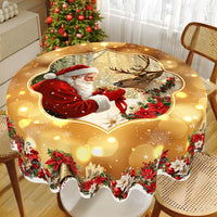 Golden Santa Claus Pattern Printed Tablecloth Christmas Decoration for Home 2025 Xmas Ornament Navidad Natal New Year Gift 2026