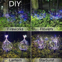 Solar Powered Outdoor Grass Globe Dandelion Lamp 90/120/150 LED for Garden Lawn Landscape Lamp Holiday Light