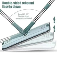Flat Squeeze Mop Hands Free Wringing Microfiber Pad with Bucket for Hardwood Laminate Floor Window Wet Dry Washable Cleaning Set