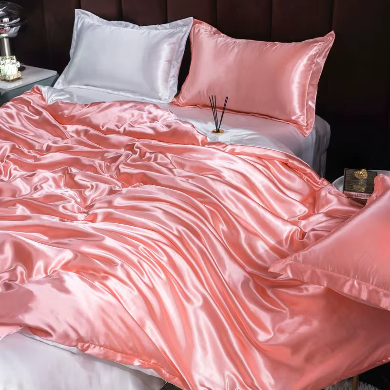 Indulge in Luxury: Ice Silk Satin Bedding Set with Pillowcases for a Dreamy Sleep Experience