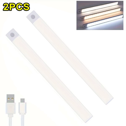 Illuminate Your Space with 1-4 PCS Wireless Rechargeable LED Motion Sensor Cabinet Lights - Perfect for Closets, Kitchens, Wardrobes, and Stairs!
