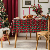 Christmas Tablecloth Green Plaid Snowflake Cotton Linen Rectangular Table Cover Navidad Noel New Year Gifts Dining Table Decor
