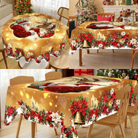 Golden Santa Claus Pattern Printed Tablecloth Christmas Decoration for Home 2025 Xmas Ornament Navidad Natal New Year Gift 2026
