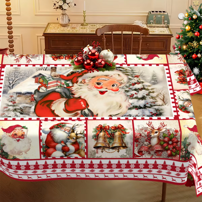 Christmas Tablecloth Santa Elk Table Cover Christmas Party Table Decorations for Home 2025 Navidad Notal Noel Xmas Ornaments