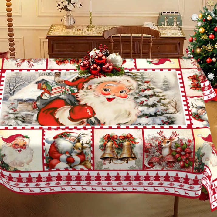 Christmas Tablecloth Santa Elk Table Cover Christmas Party Table Decorations for Home 2025 Navidad Notal Noel Xmas Ornaments