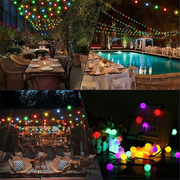 5M 7M 12M LED Light String Solar Fairy Ball Light Festive Light Garland Christmas Wedding Outdoor Garden Ramadan Decoration 2025
