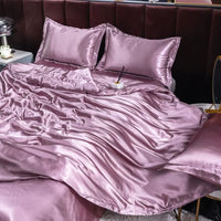 Indulge in Luxury: Ice Silk Satin Bedding Set with Pillowcases for a Dreamy Sleep Experience
