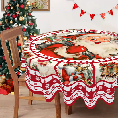 Christmas Tablecloth Santa Elk Table Cover Christmas Party Table Decorations for Home 2025 Navidad Notal Noel Xmas Ornaments